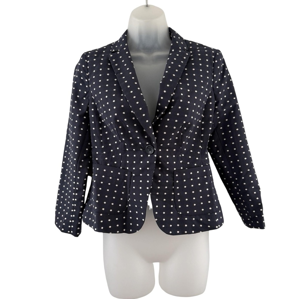 The Limited Blazer Womens XS Navy Polka Dot One Button Lined Jacket Workwear Y2K